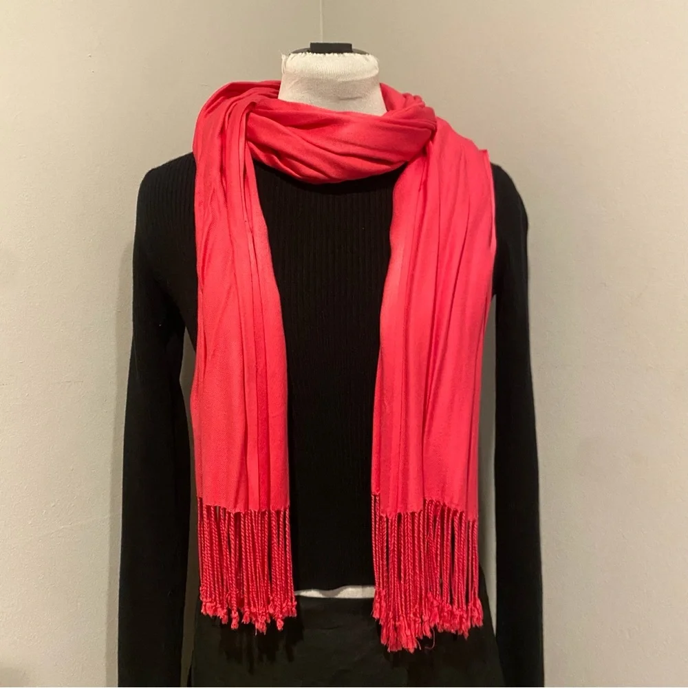 Jones‎ New York Hot Pink Fringe Scarf